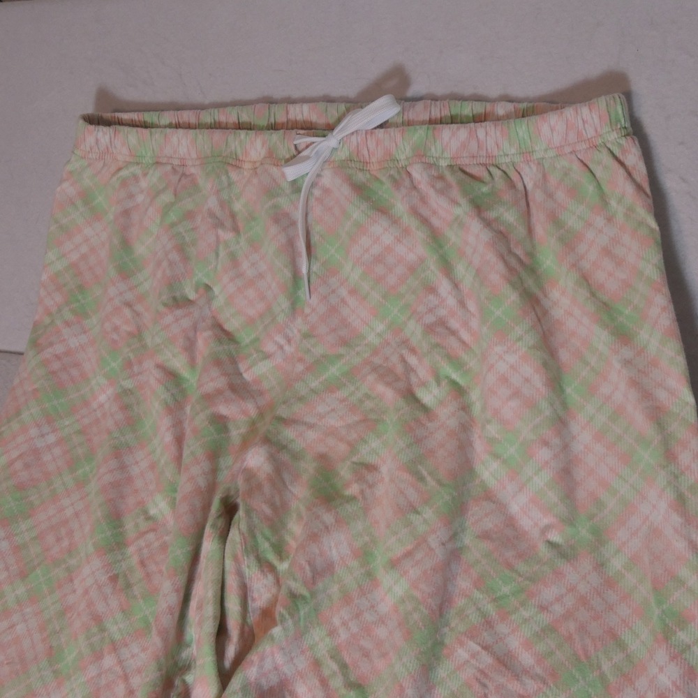 Coral Bay Women Pajama Pants XL Pink Green Plaid Pastel Loungewear Cozy Homewear